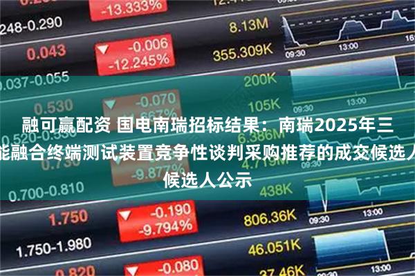融可赢配资 国电南瑞招标结果：南瑞2025年三能智能融合终端测试装置竞争性谈判采购推荐的成交候选人公示