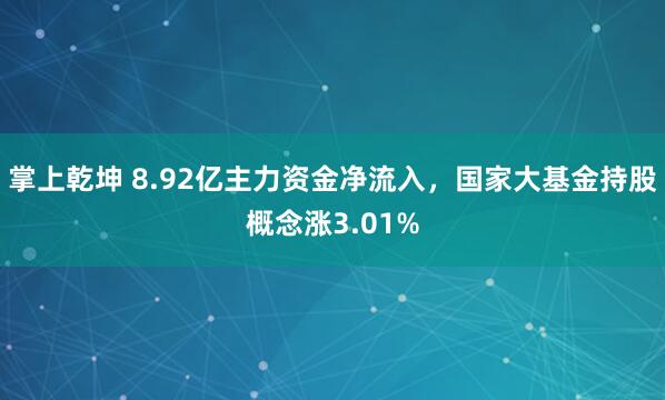 掌上乾坤 8.92亿主力资金净流入，国家大基金持股概念涨3.01%